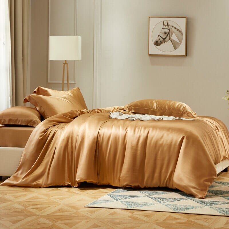 Luxury Mulberry Silk Bedding Set With Linen Pillowcases Manwatstore