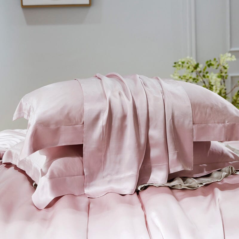 Luxury Mulberry Silk Bedding Set With Linen Pillowcases Manwatstore