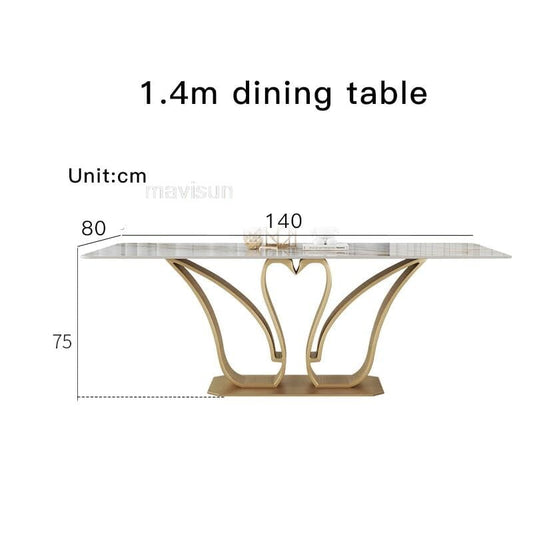 Luxury Villa Dining Room Rectangular Island Table 1.8m And 6 Chairs Set Manwatstore