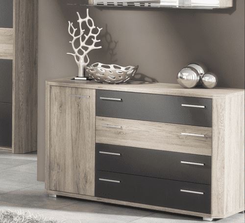 Mocha Dark Brown With Oak Effect Chest Of Drawers Dresser Dresser Manwatstore