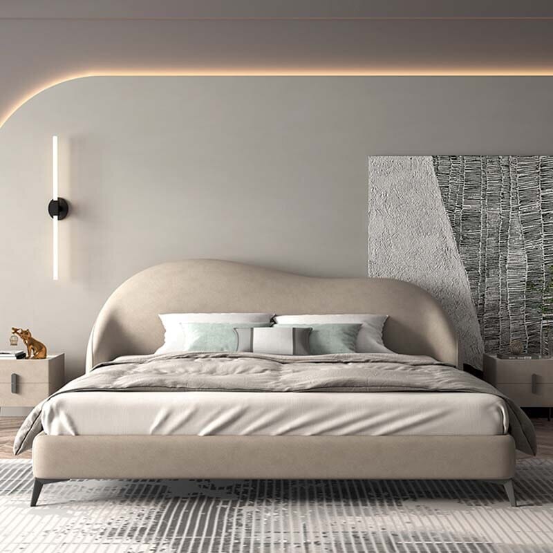 Modern Elegant King Size Beds With Genuine Leather Manwatstore