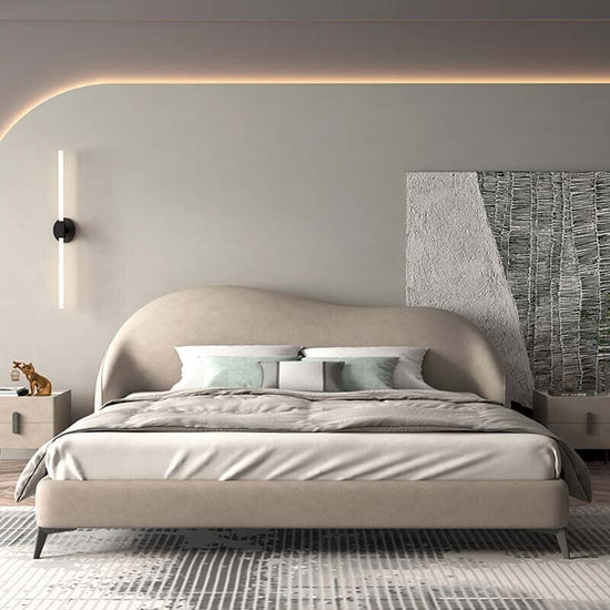 Modern Elegant King Size Beds With Genuine Leather Manwatstore