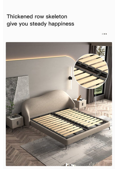 Modern Elegant King Size Beds With Genuine Leather Manwatstore