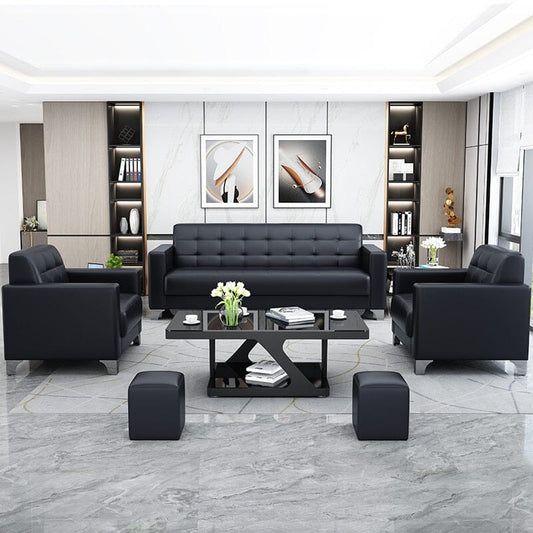 Modern Leather Sofa Set with Stainless Steel Foots Manwatstore