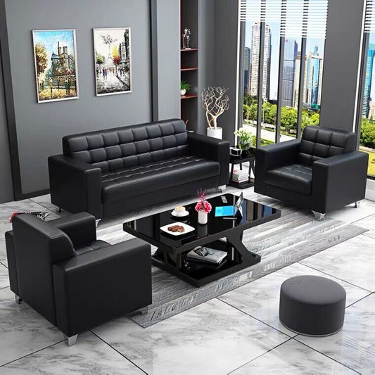 Modern Leather Sofa Set with Stainless Steel Foots Manwatstore