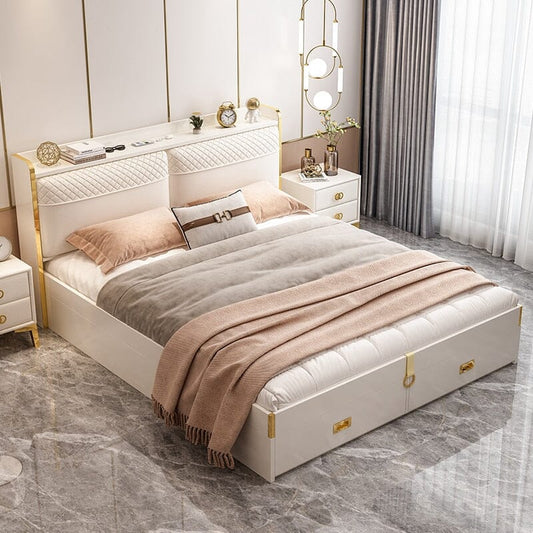 Modern Lightweight Luxury Bed in King Size with Side Tables and Mattress Manwatstore
