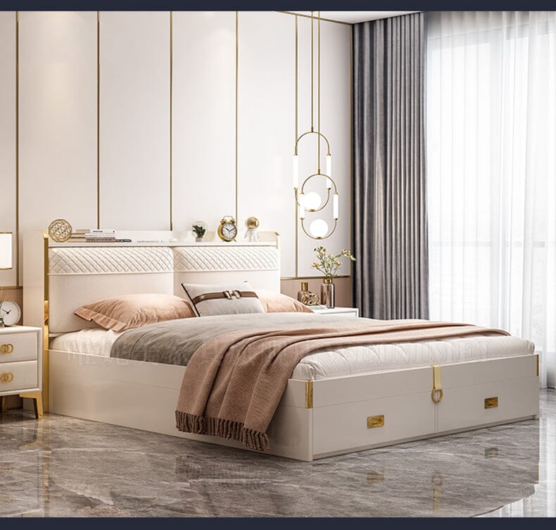 Modern Lightweight Luxury Bed in King Size with Side Tables and Mattress Manwatstore