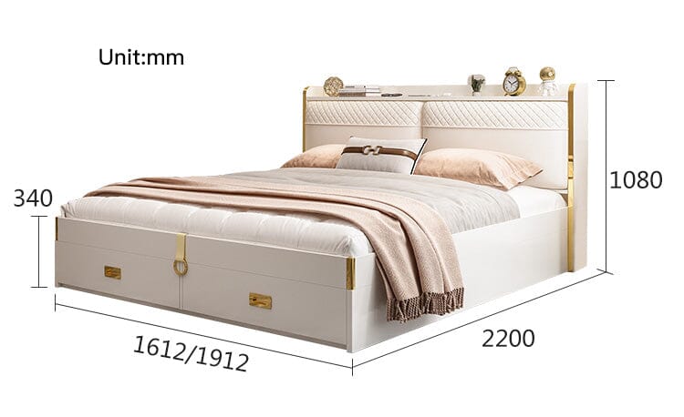 Modern Lightweight Luxury Bed in King Size with Side Tables and Mattress Manwatstore