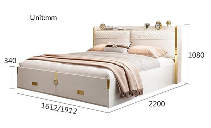 Modern Lightweight Luxury Bed in King Size with Side Tables and Mattress Manwatstore