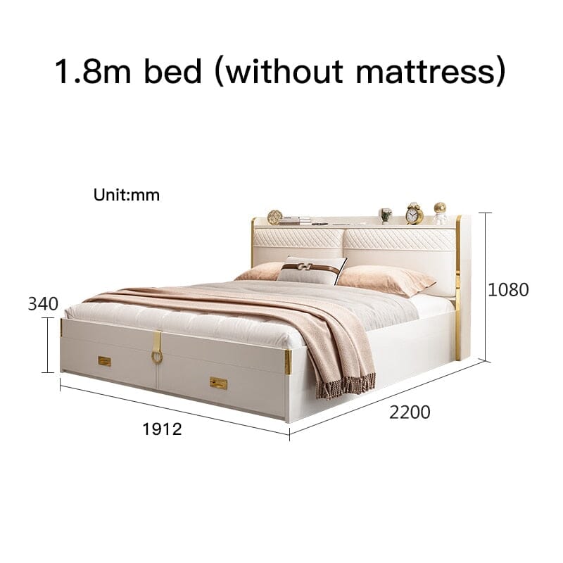 Modern Lightweight Luxury Bed in King Size with Side Tables and Mattress Manwatstore