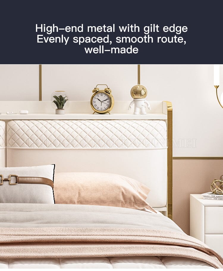 Modern Lightweight Luxury Bed in King Size with Side Tables and Mattress Manwatstore