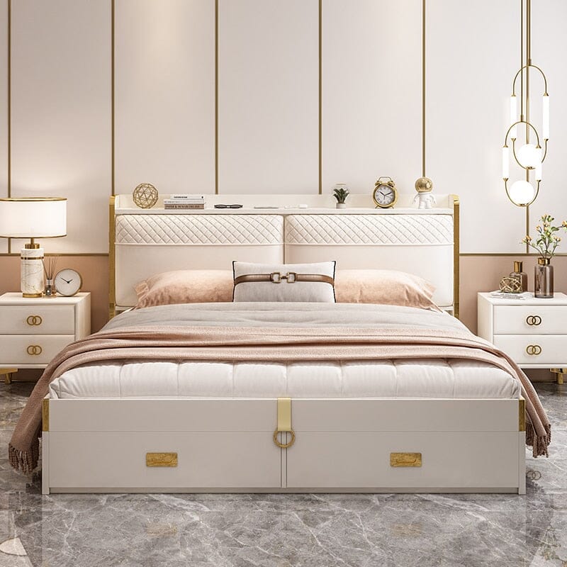 Modern Lightweight Luxury Bed in King Size with Side Tables and Mattress Manwatstore