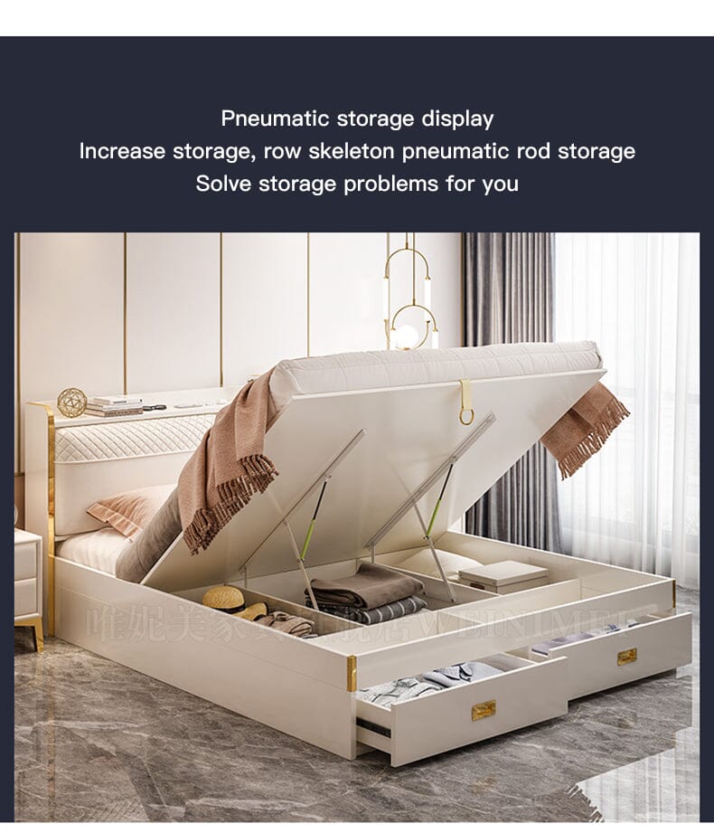 Modern Lightweight Luxury Bed in King Size with Side Tables and Mattress Manwatstore
