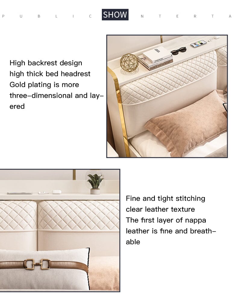 Modern Lightweight Luxury Bed in King Size with Side Tables and Mattress Manwatstore
