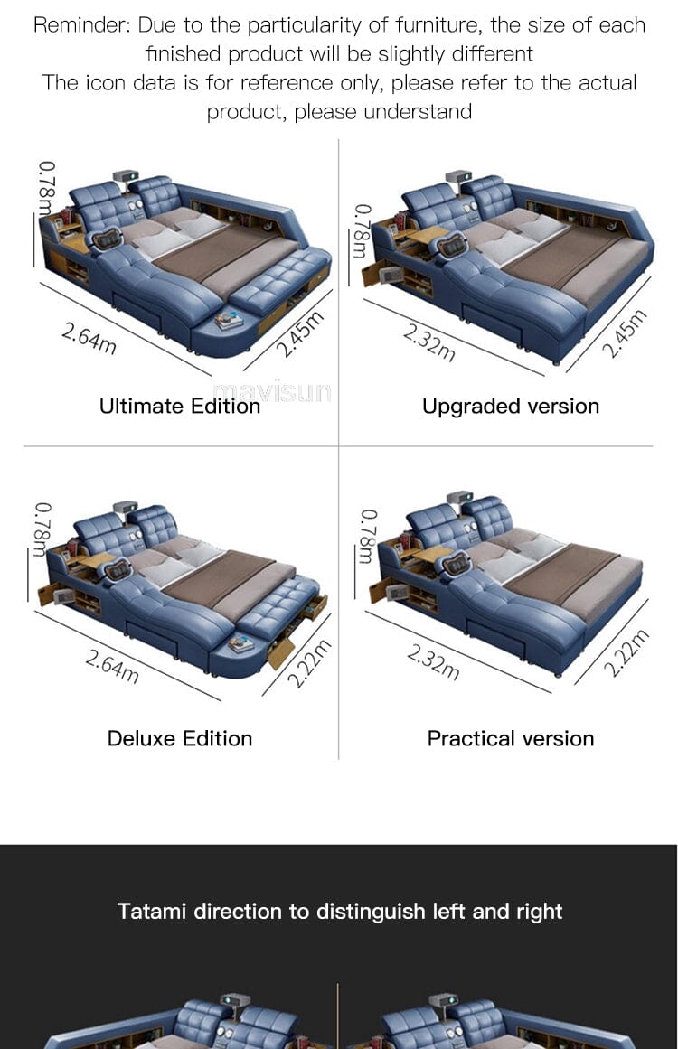 Modern Smart Multifunctional Queen Double Bed Smart Bed Manwatstore