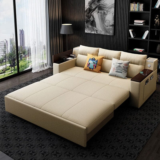 Multifunctional Folding Sofa Bed with Holder, USB Charging, Adjustable Headrest, Speaker, and Bluetooth Sofa Bed For Livingroom Manwatstore