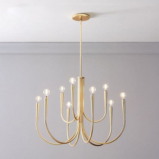 New Vintage Style Candle-Shaped Chandelier In Black and Golden Color Manwatstore
