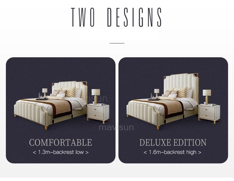 Nordic Modern Luxury Double Bed | Storage, Leather, Bad+Mattress+2 Nightstand Manwatstore