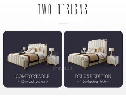 Nordic Modern Luxury Double Bed | Storage, Leather, Bad+Mattress+2 Nightstand Manwatstore