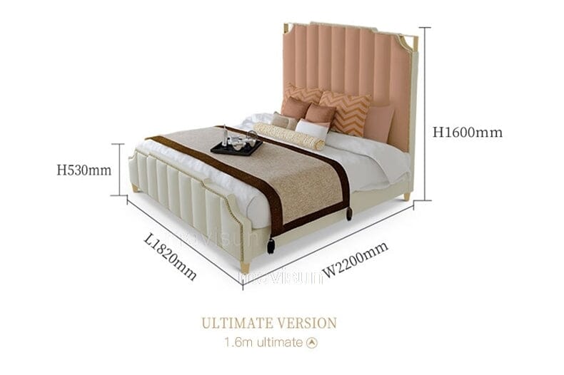 Nordic Modern Luxury Double Bed | Storage, Leather, Bad+Mattress+2 Nightstand Manwatstore