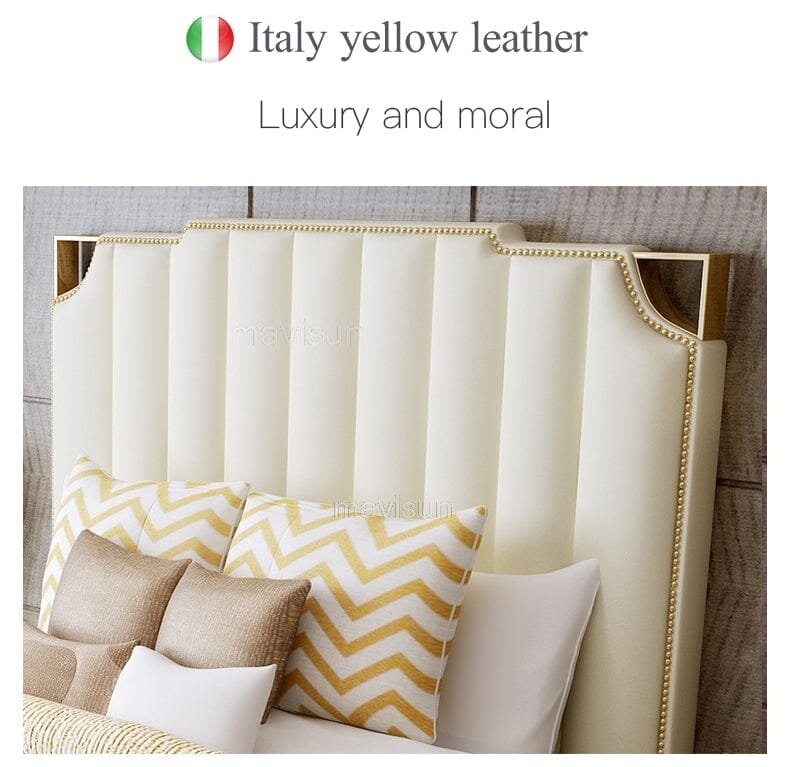 Nordic Modern Luxury Double Bed | Storage, Leather, Bad+Mattress+2 Nightstand Manwatstore