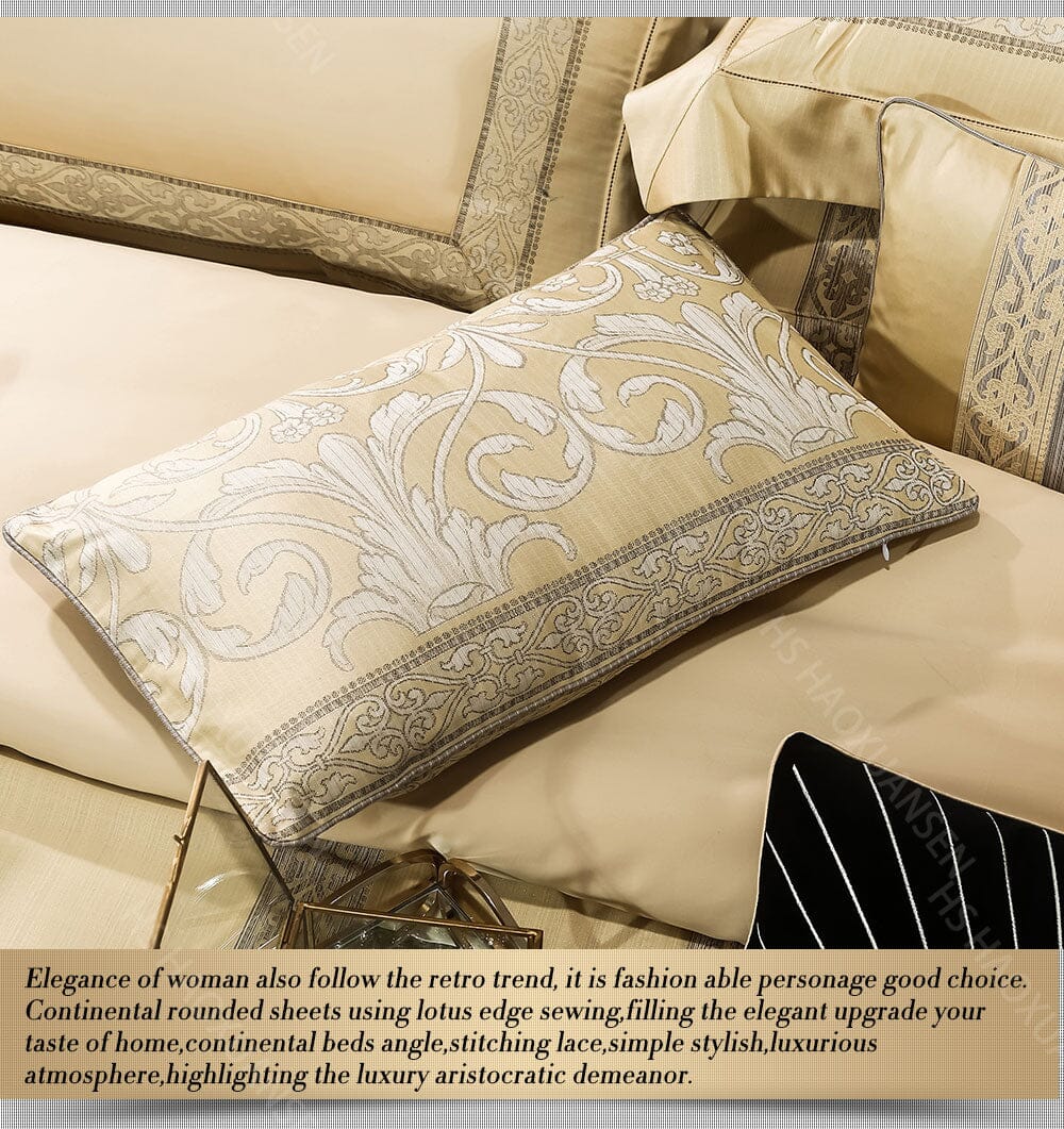 Royal Gold Jacquard 1000TC Cotton Bedding Set Bedding Manwatstore