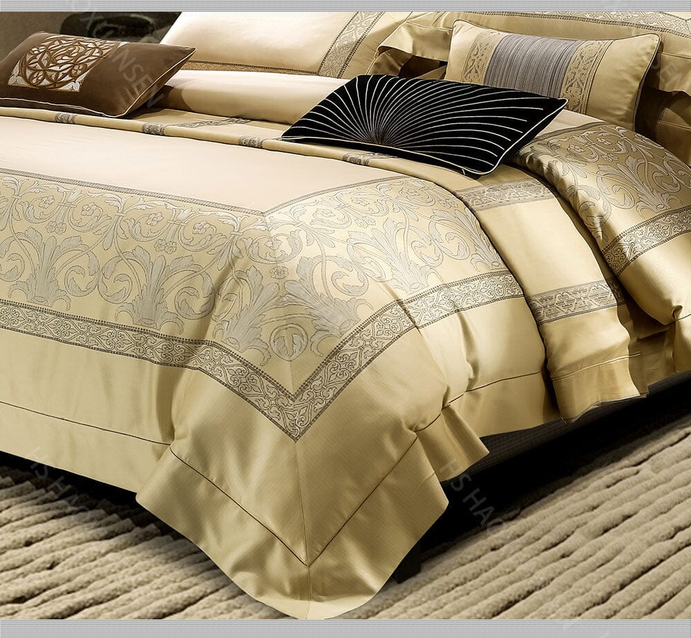 Royal Gold Jacquard 1000TC Cotton Bedding Set Bedding Manwatstore