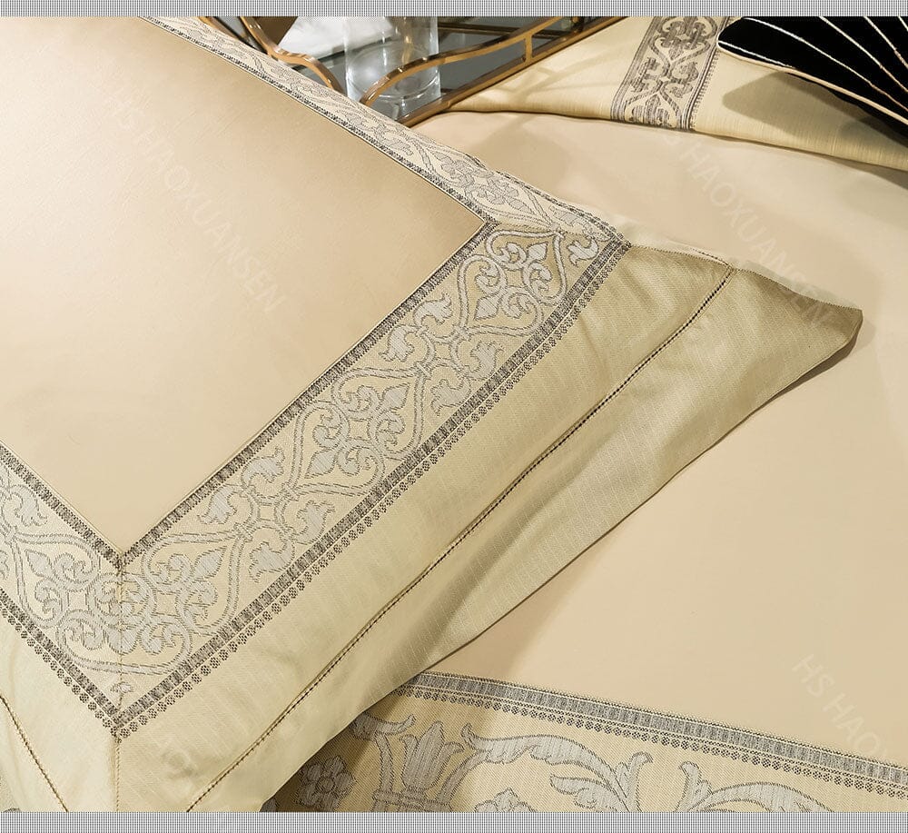 Royal Gold Jacquard 1000TC Cotton Bedding Set Bedding Manwatstore