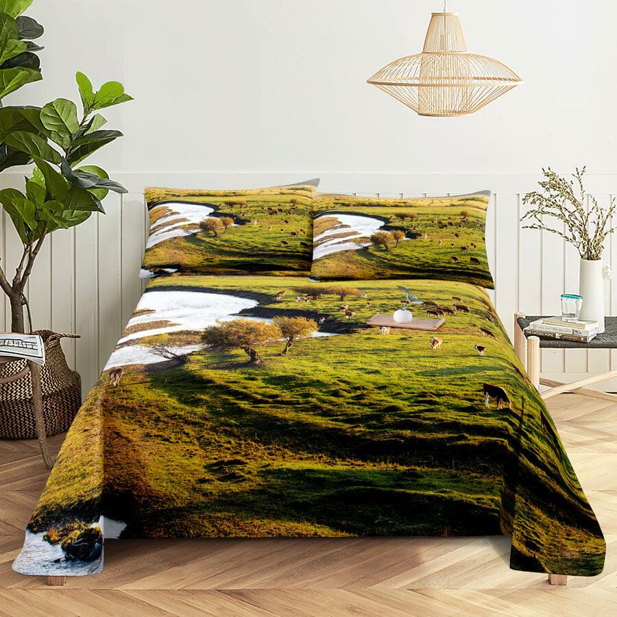 Scene Bed Sheet and Pillowcase Set Arts & Entertainment Manwatstore