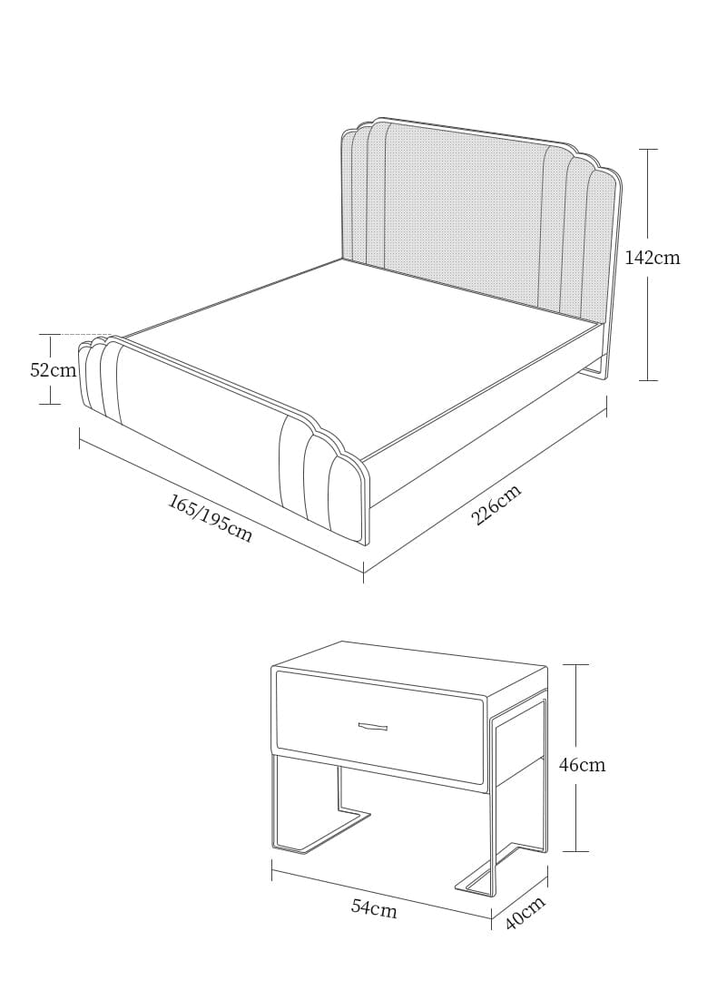 Solid Wood Double Bed with Genuine Leather, Side Table and Mattress Manwatstore