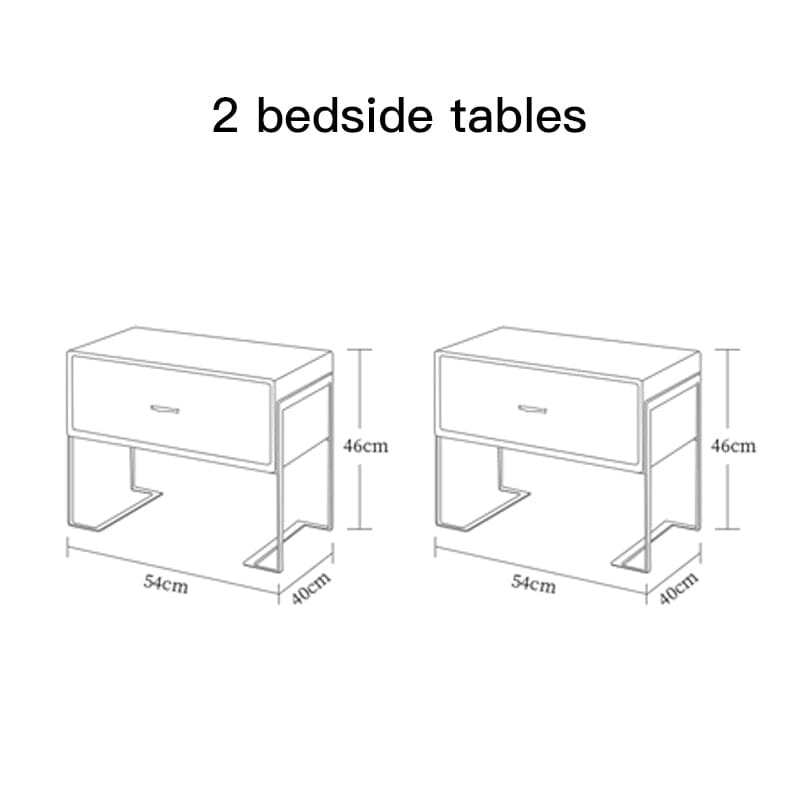 Solid Wood Double Bed with Genuine Leather, Side Table and Mattress Manwatstore