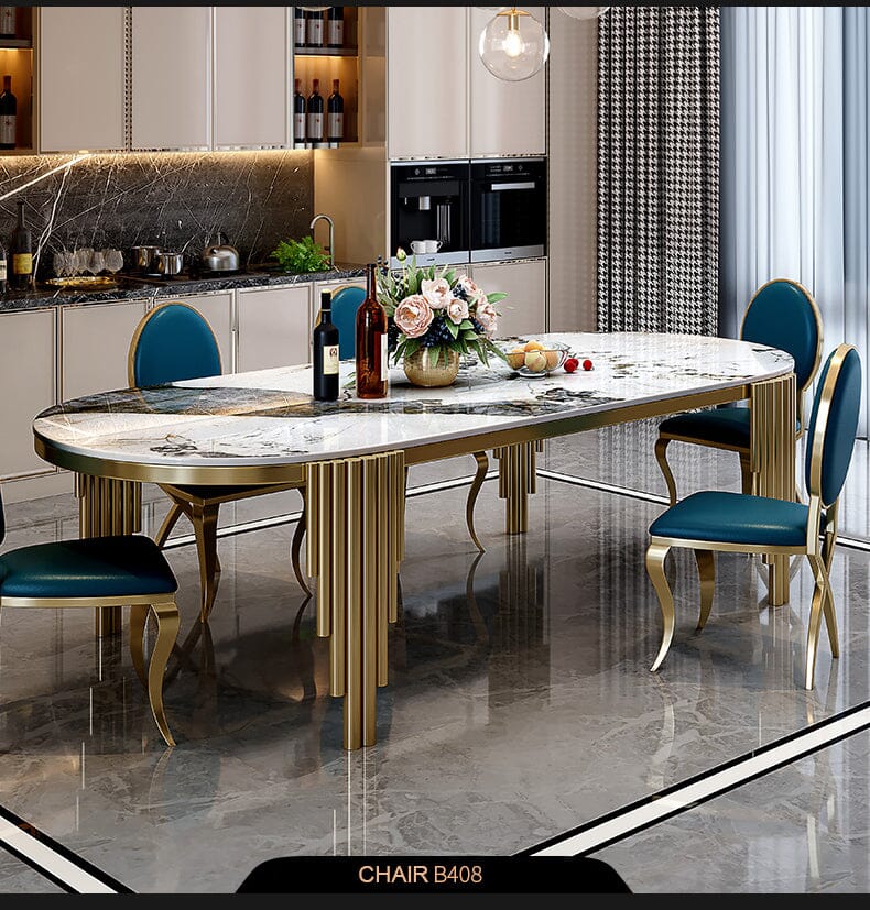 Marble and stainless steel 2024 dining table